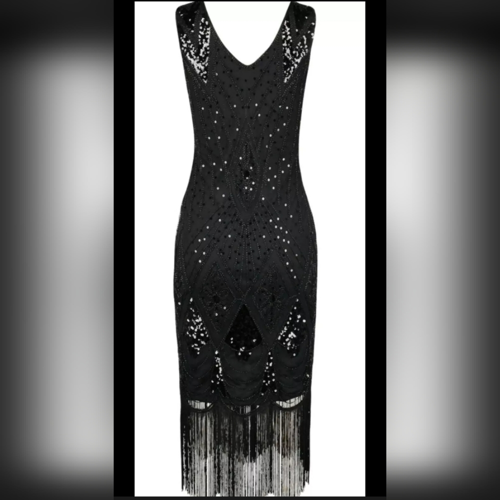 PrettyGuide NWT! 1920s Gatsby Cocktail Sequin Art Deco Flapper Dress #2539. Sz M